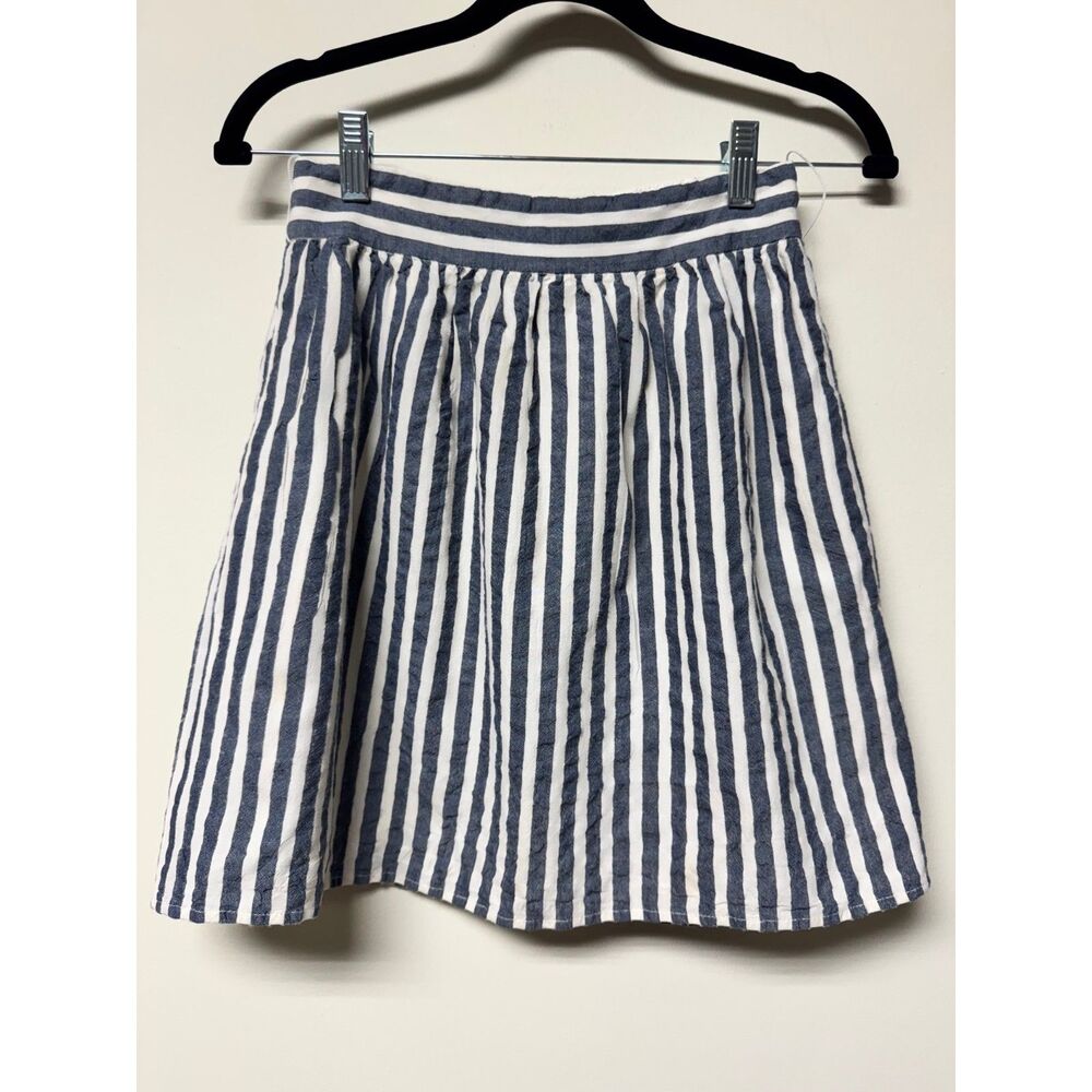 ALICE + OLIVIA Wool/Cotton/Linen Navy/White Striped Mini Skirt, Sz 2